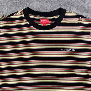 SUPREME  MULTI COLOR LONG SLEEVE STRIPED TEE SHIRT SZ. LARGE